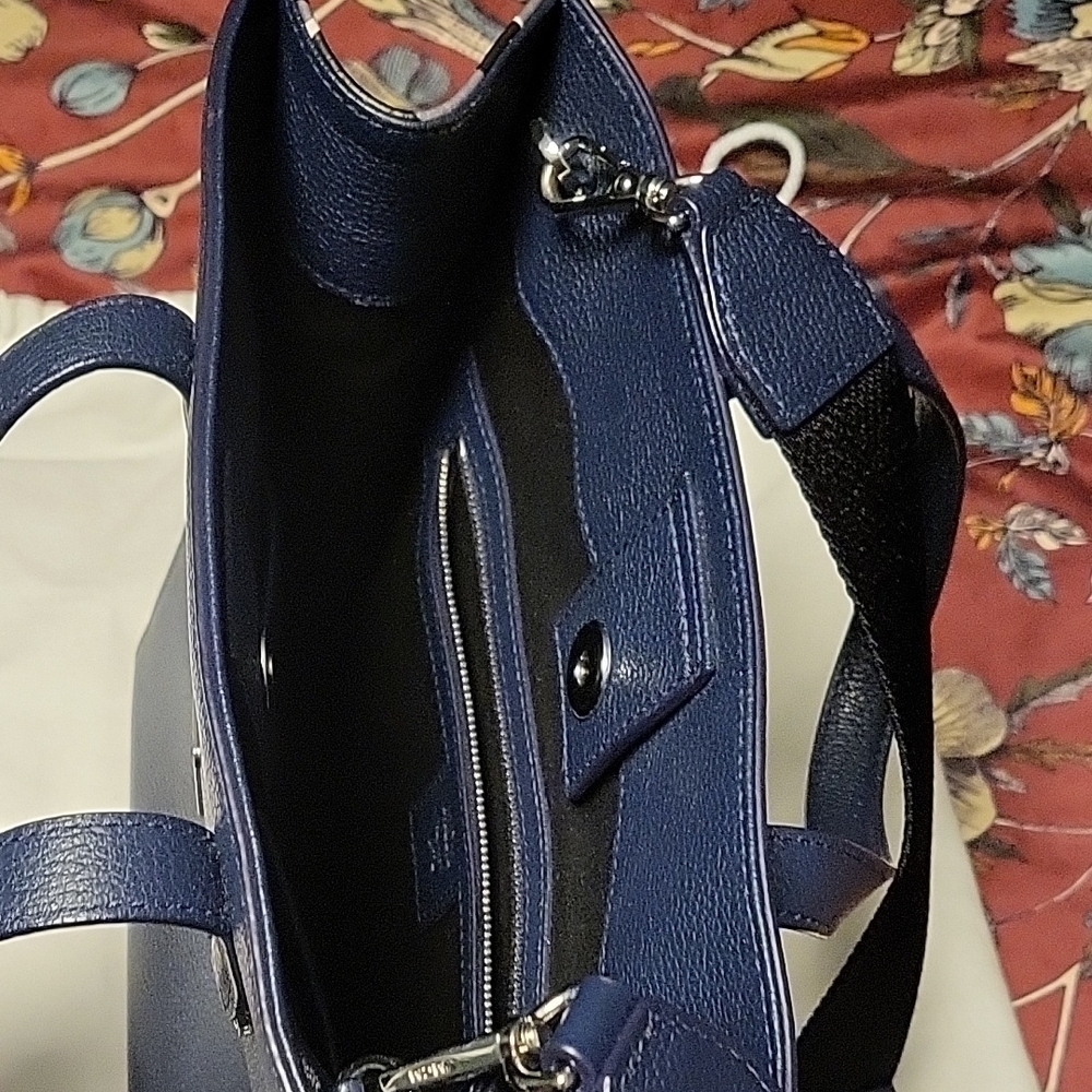 MCM Blue Messenger Bag with Adjustable Strap and Gold Hardware - Picture 8 of 10